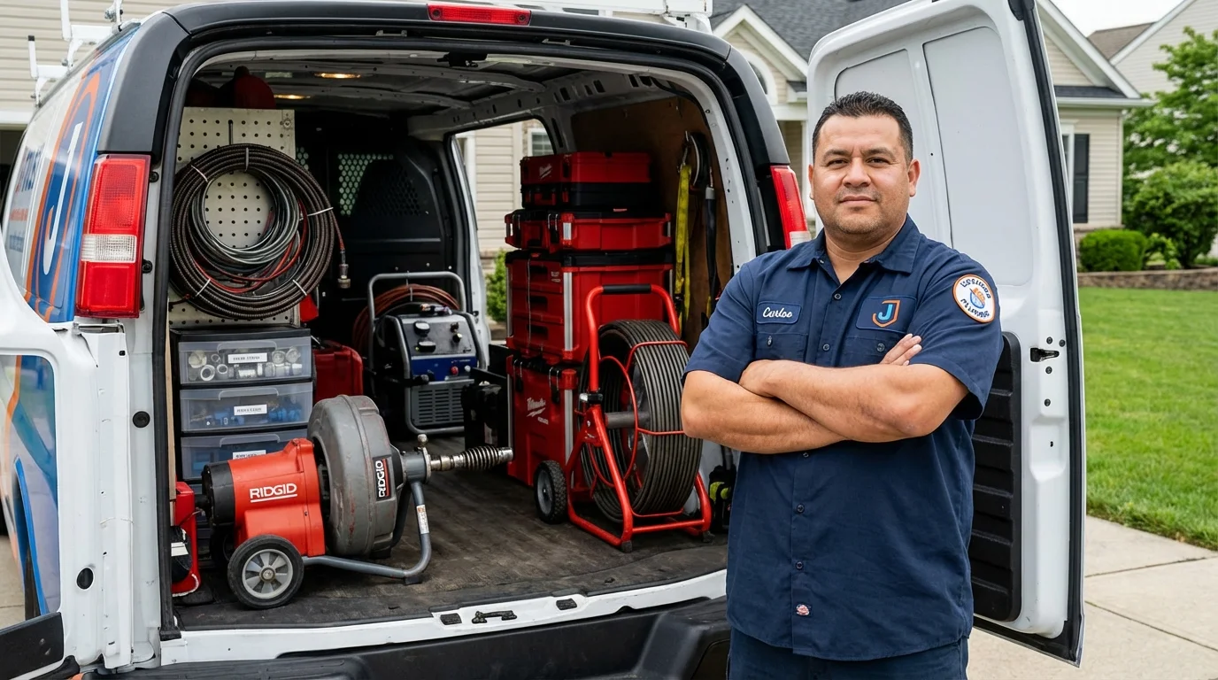 Professional drain cleaning equipment and Johns Plumbing LLC plumber in Saint Michaels