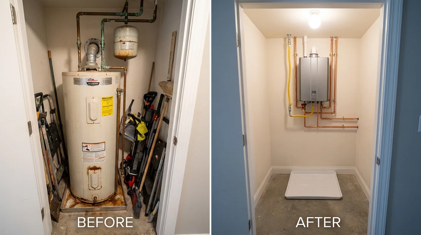 Tank water heater versus wall-mounted tankless unit comparison for Saint Michaels, AZ homeowners